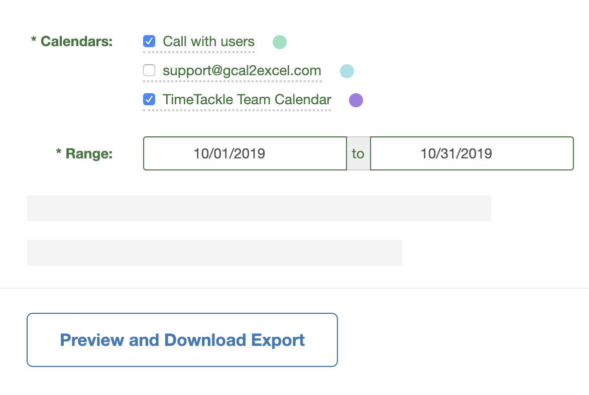 Export calendar to Excel