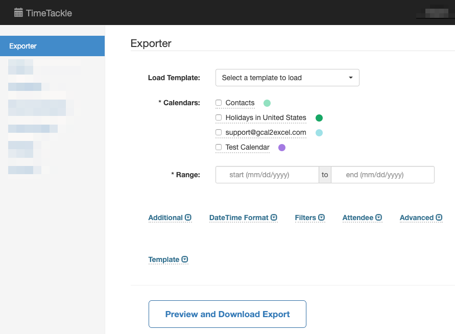 Calendar Exporter Tab