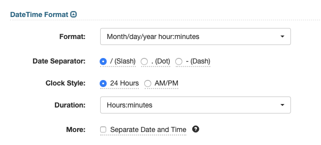 Exporter Date Time Format