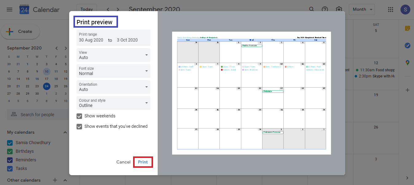 How to print Google calendar easy steps (with pictures)