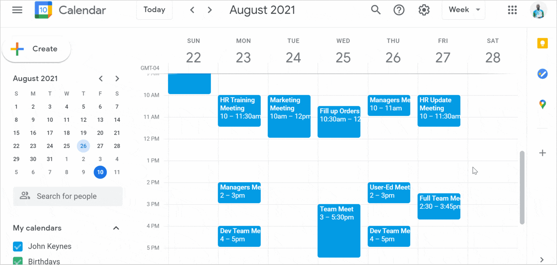 Time management app integration with Google Calendar