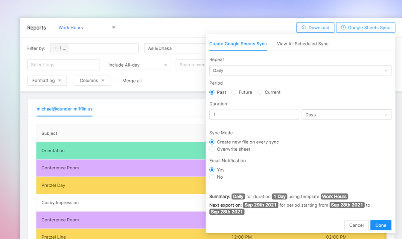google calendar sync