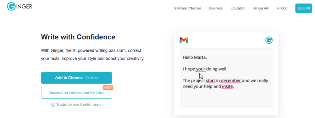 ginger - Google Chrome Spell Checker Not Working