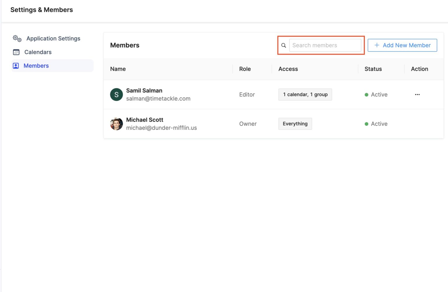 Search-bar-on-members-page
