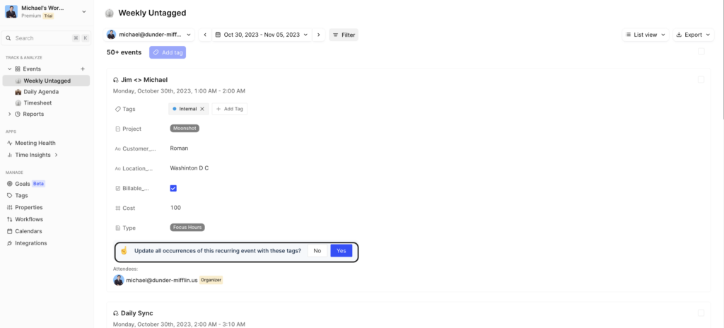 Google calendar time tracking
