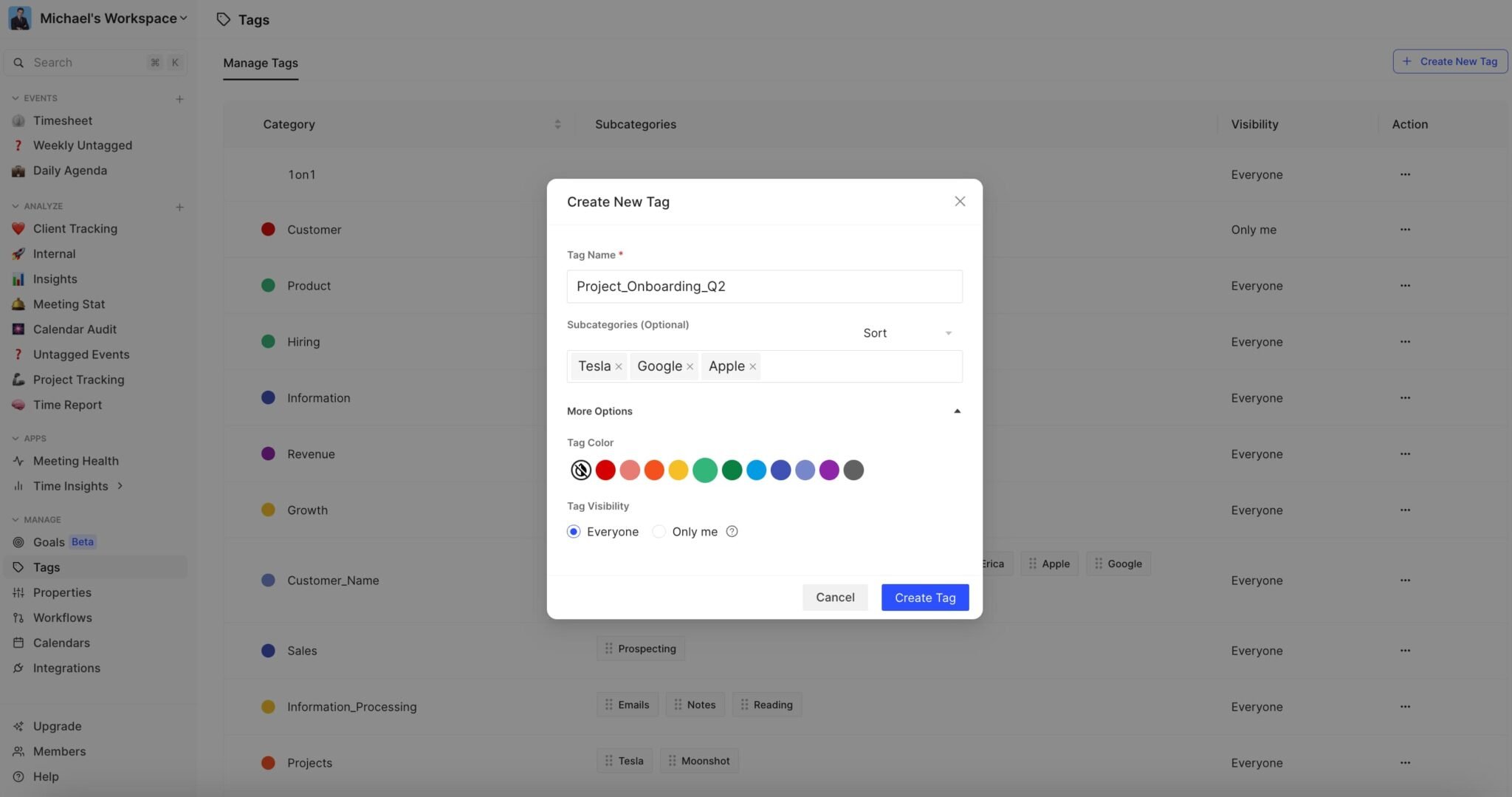 How to create tags in google calendar