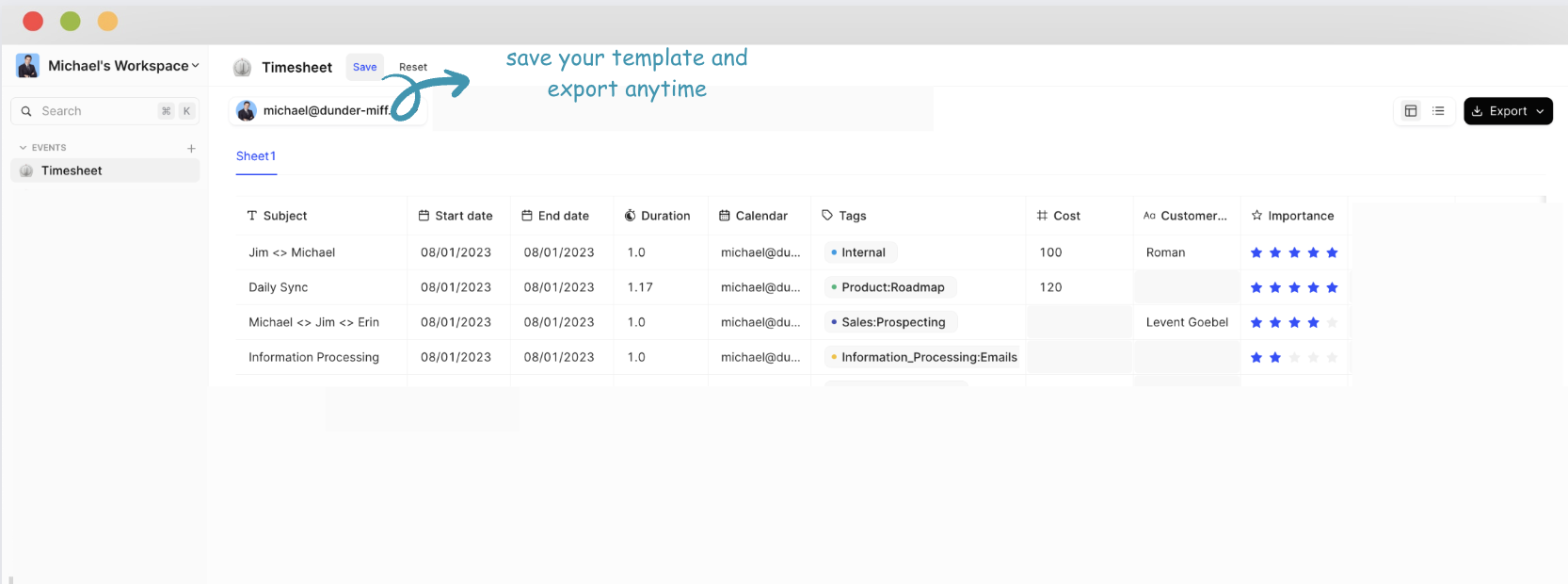 Export your google calendar to excel or spreadsheet