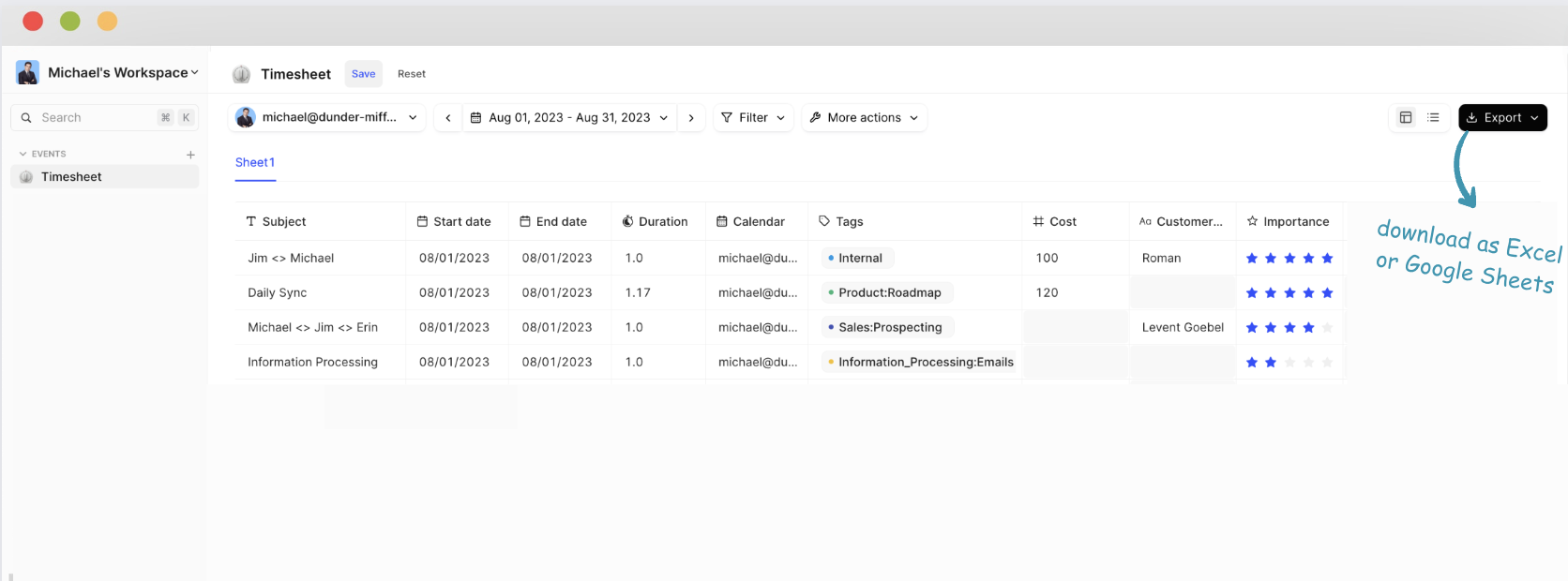 Tips on how to export calendar to excel step 3