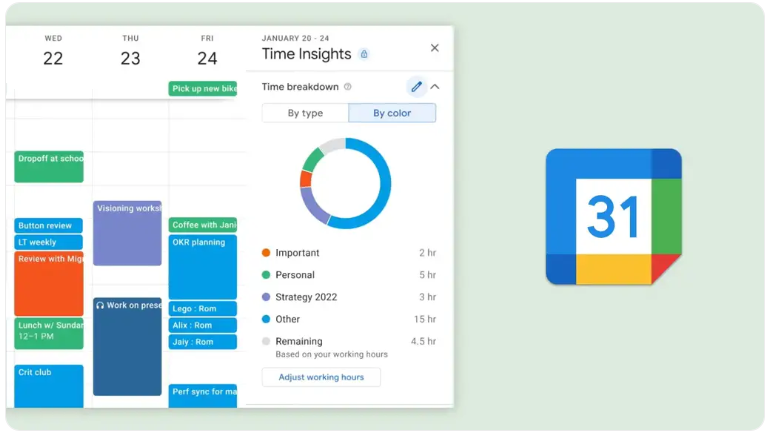 The definition of google calendar time insights