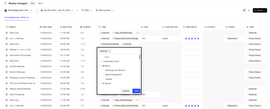 Google calendar to spreadsheets