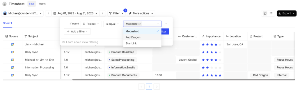 Outlook calendar time tracking