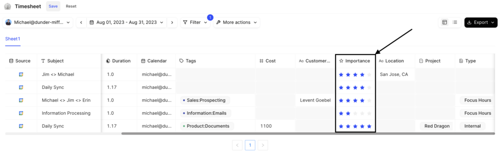 Google calendar to excel