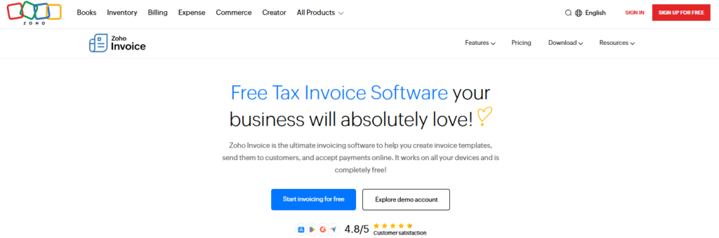 zoho invoice - FreshBooks Alternatives