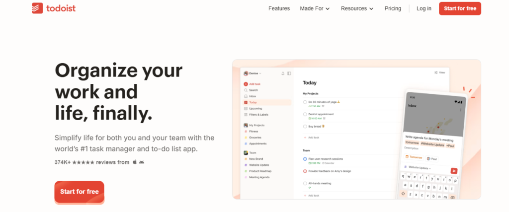 todoist - Project Time Management