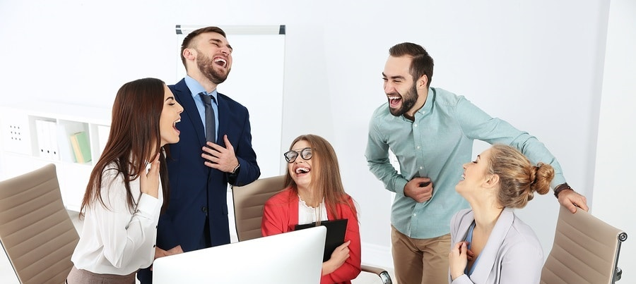 employees laughing - Happy Friday Meme
