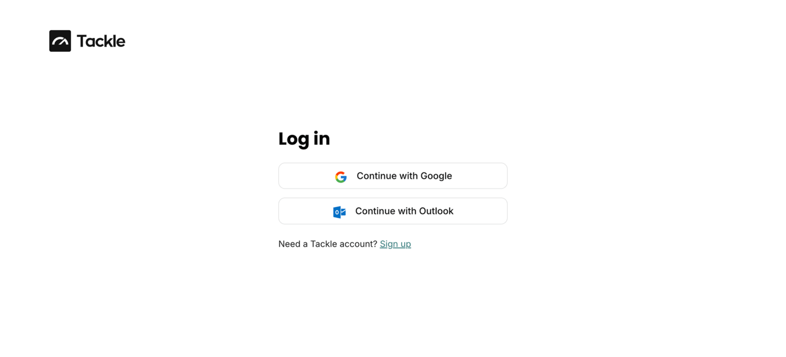 Sign up for Tackle to export Google Calendar events to Excel