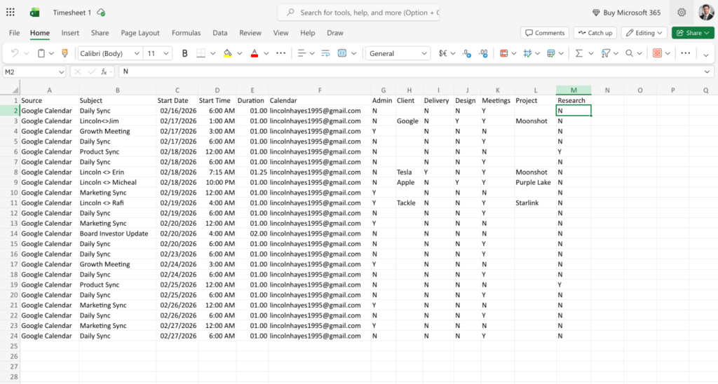 Benefits of exporting calendar data to Excel for analysis