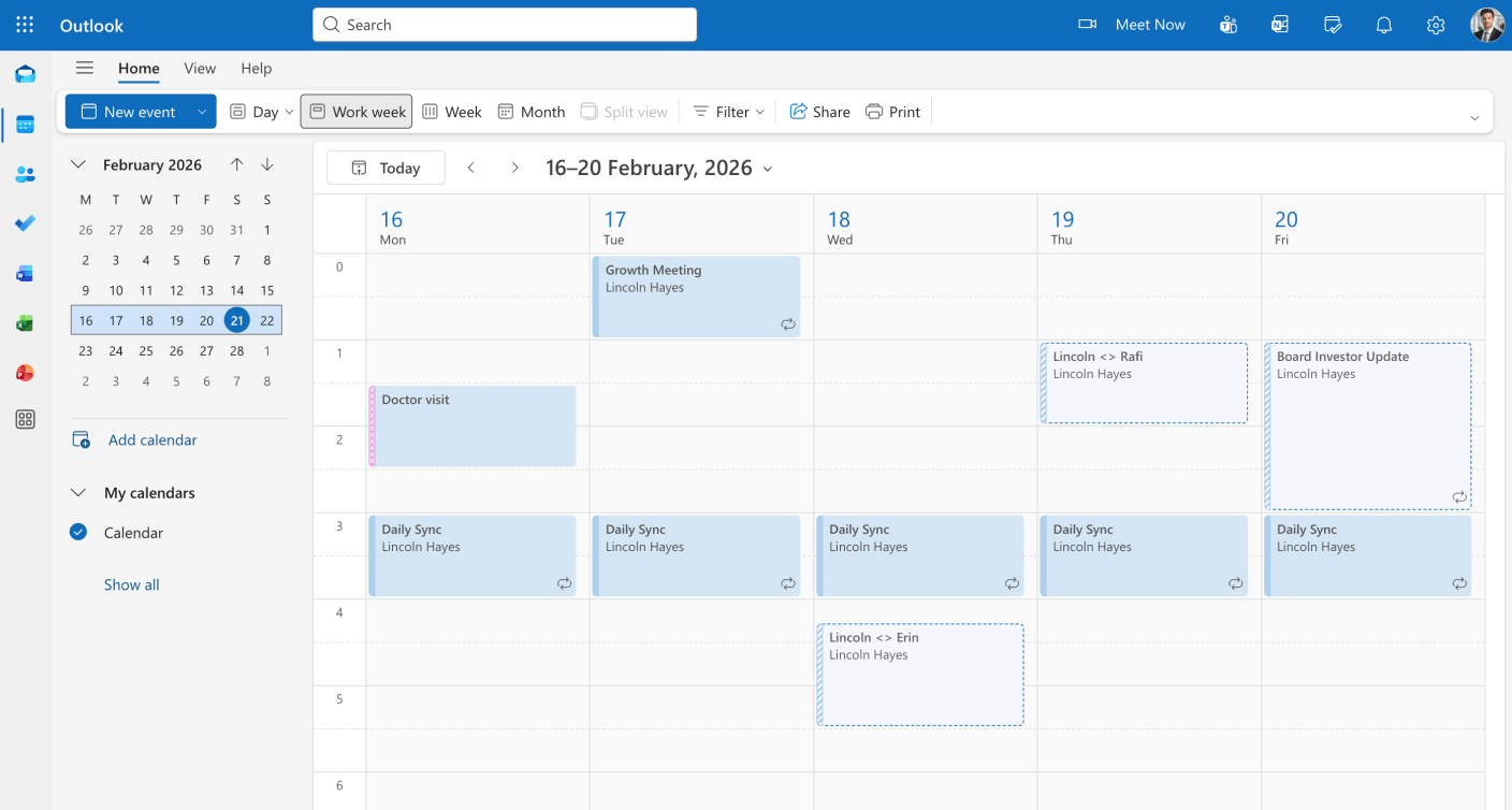 Outlook Calendar data exported to Excel for business reporting