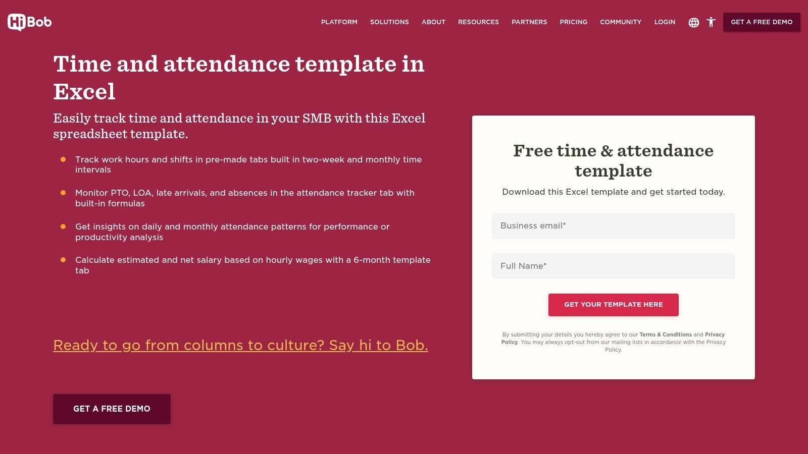 HiBob – Time & Attendance Excel Template