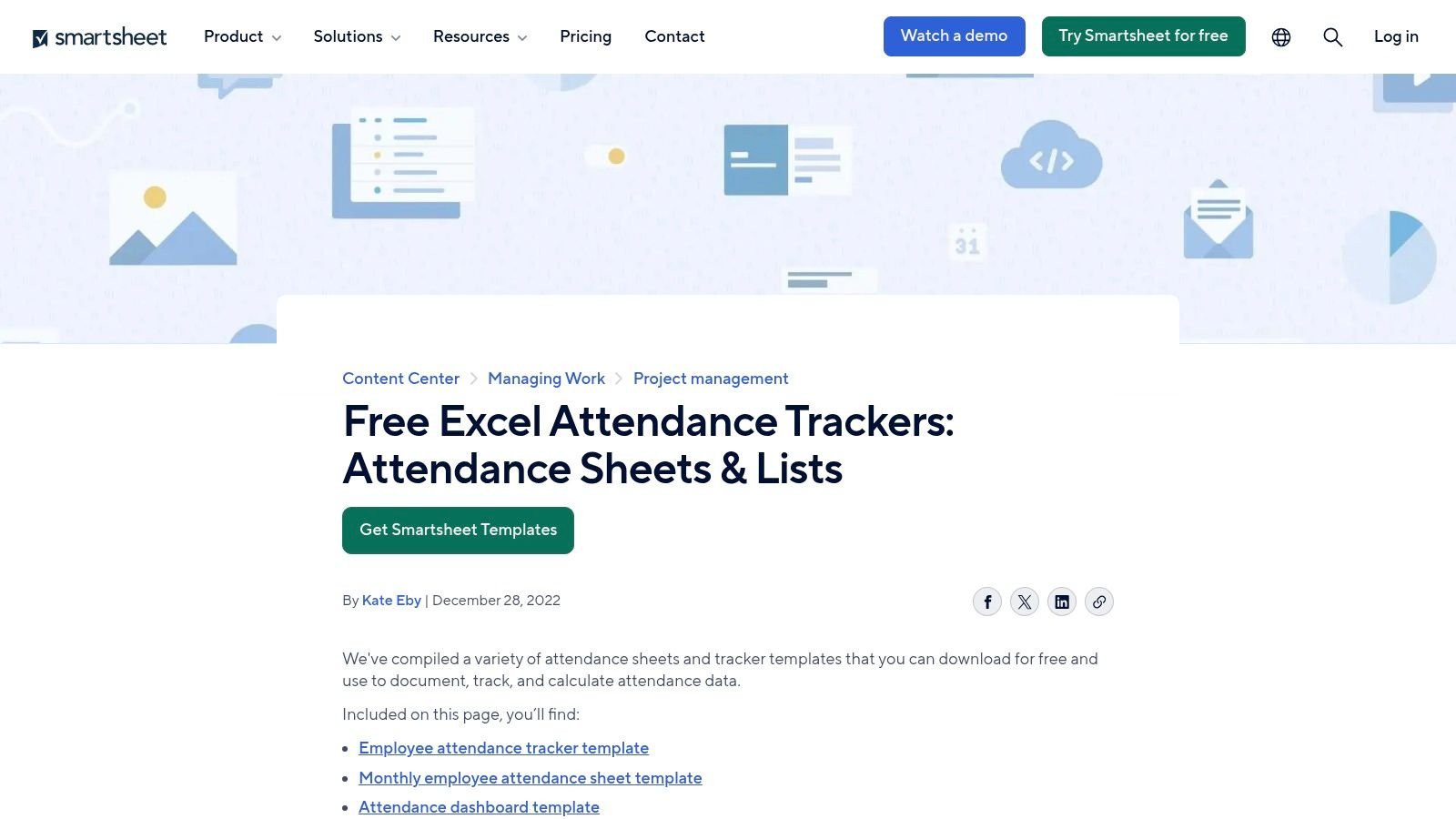 Smartsheet – Free Excel Attendance Tracking Templates