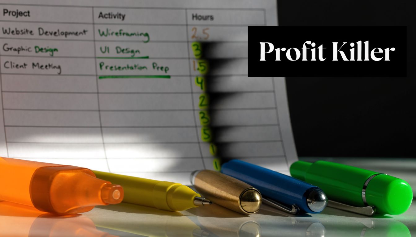 A close-up view of a timesheet table with colorful pens placed on a table.