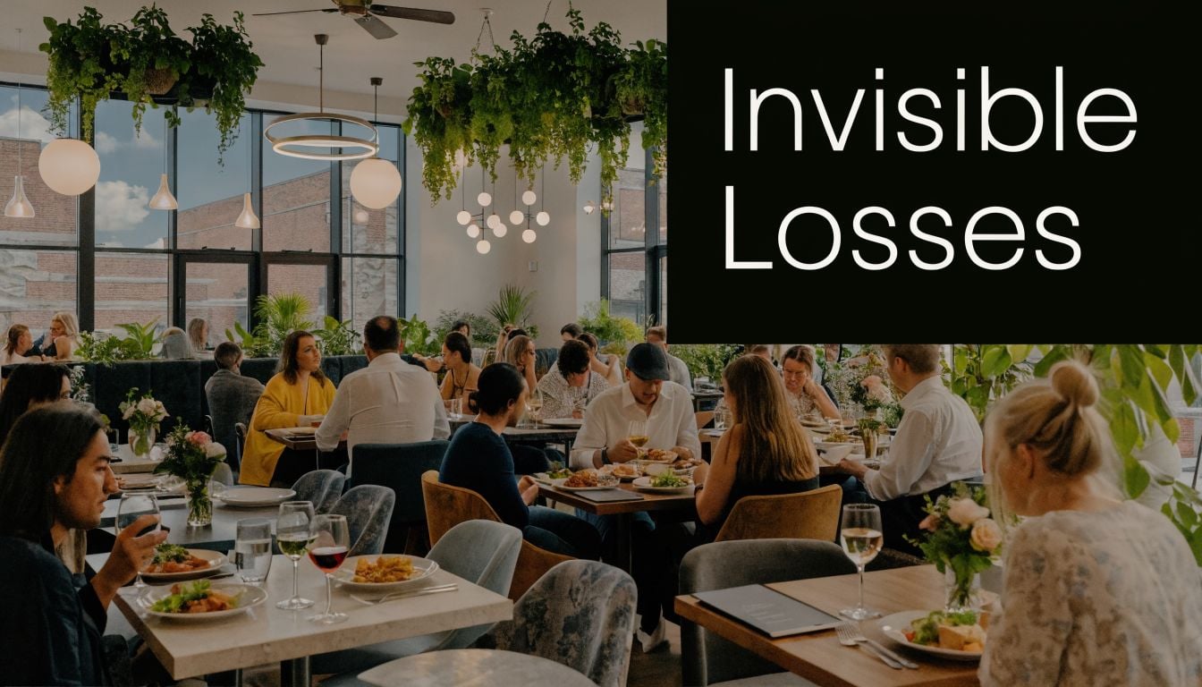 A bustling, upscale restaurant filled with diners enjoying meals amidst modern decor and hanging indoor plants.