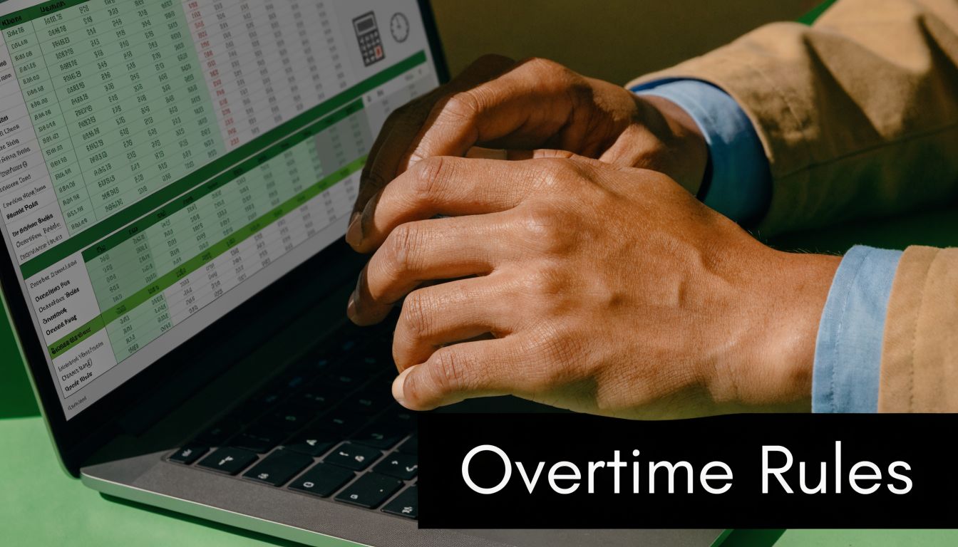 A professional analyzing an online spreadsheet regarding state of Hawaii labor laws and overtime rules.