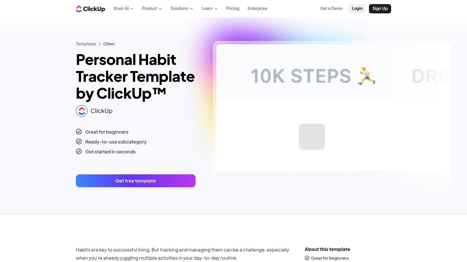 ClickUp – Personal Habit Tracker Template