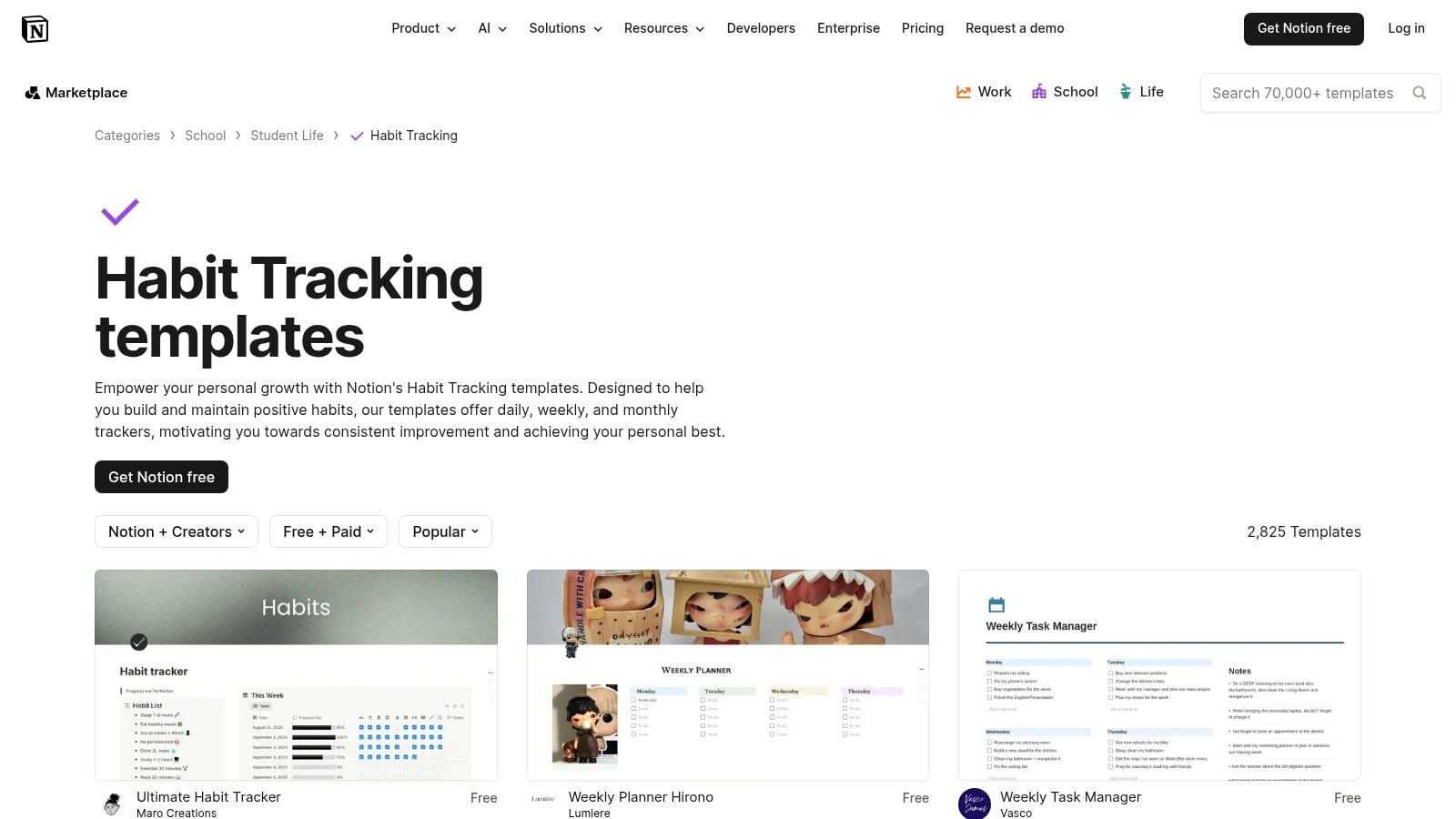 Notion Marketplace – Habit Tracking Templates
