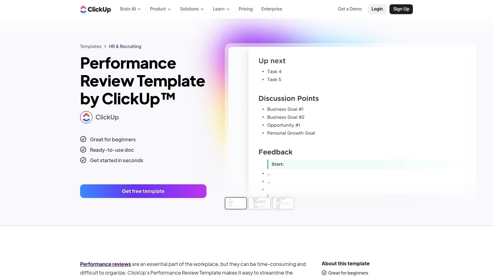 ClickUp, Performance Review Templates